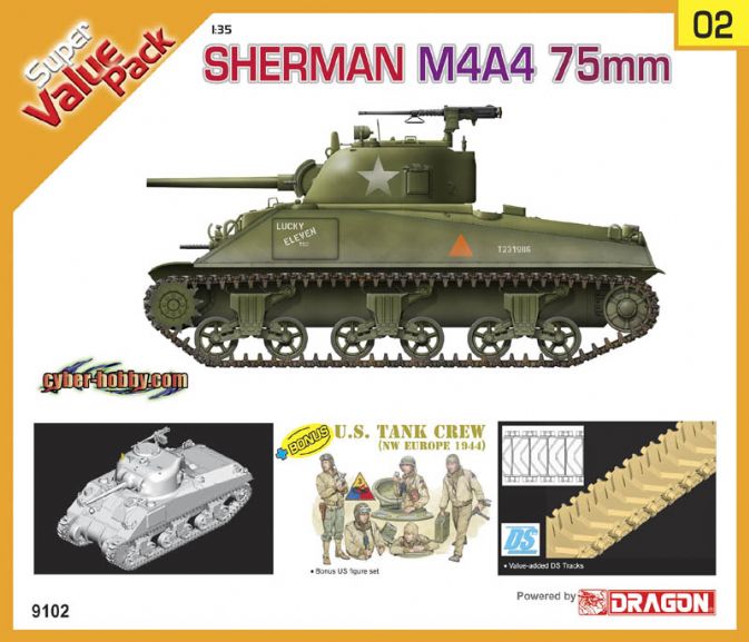 9102 - 1/35 Sherman M4A4 75mm - Cyber-Hobby Plastic Model Kits 