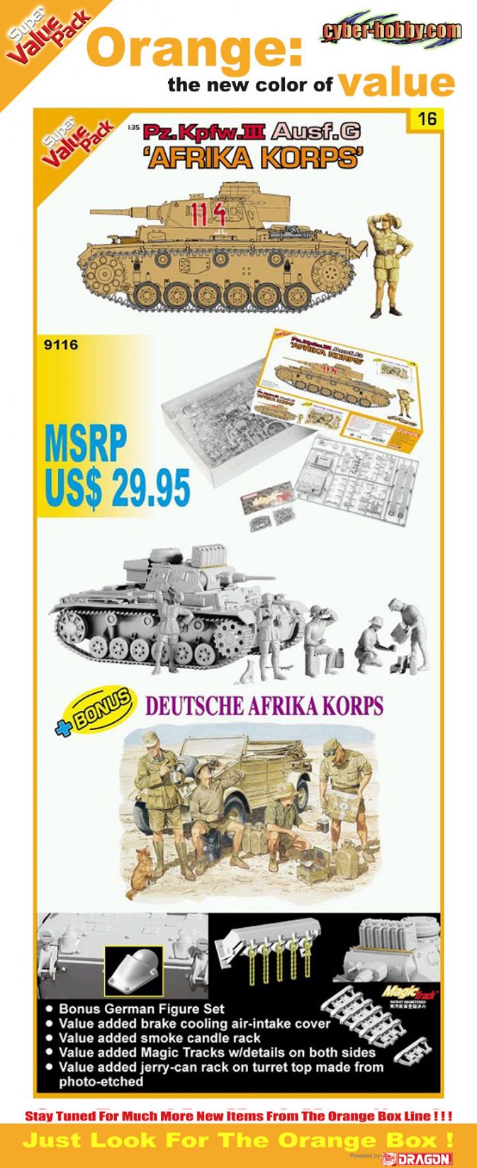 9116 1 35 Pz Kpfw Iii Ausf G Afrika Korps With Bonus German Figure Set Deutsche Afrika Korps Value Added Brake Cooling Air Intake Cover Smoke Candle Rack Photo Etched Parts For Jerry Can Rack On