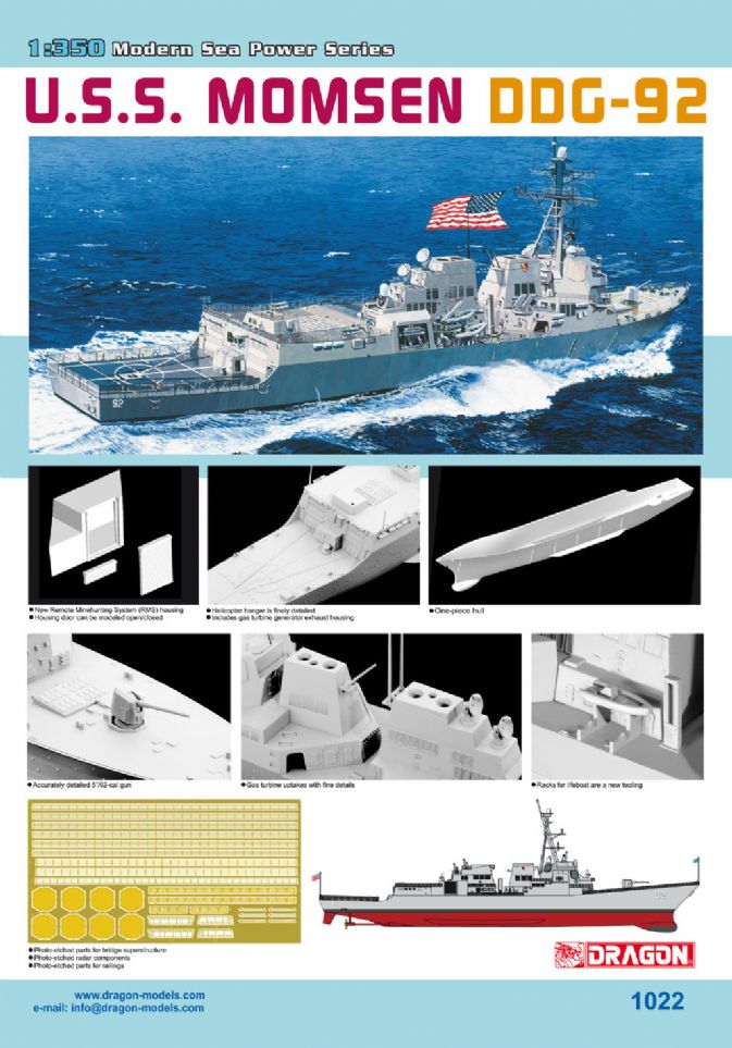 1022 - 1/350 U.S.S. Momsen DDG-92 - Dragon Plastic Model Kits