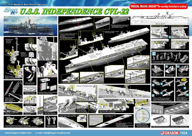 1024 - 1/350 U.S.S. Independence CVL-22 - Dragon Plastic Model Kits