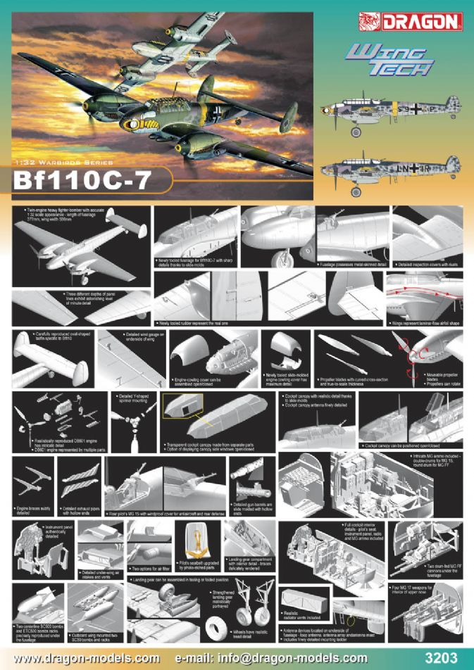 3203 - 1/32 Bf110C-7 - Dragon Plastic Model Kits