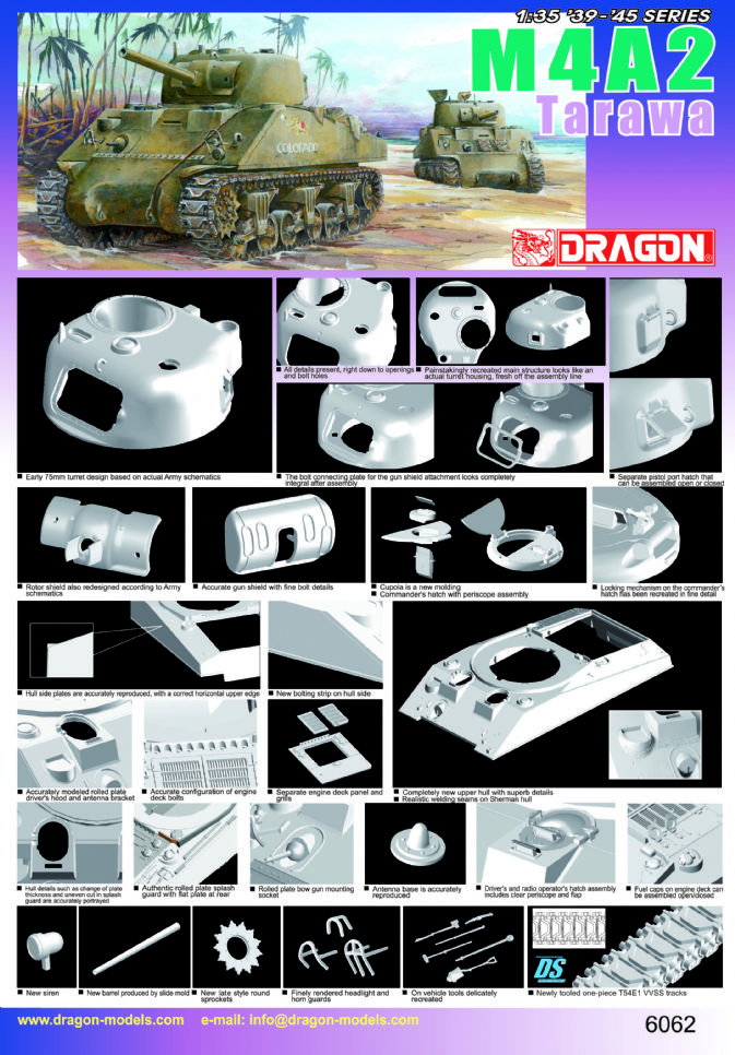 6062 - 1/35 M4A2 Tarawa - Dragon Plastic Model Kits