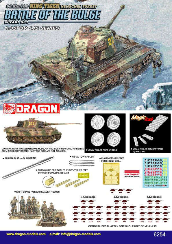 Details about   DRAGON 1/35 6254 Sd.Kfz.182 King Tiger Henschel Turret Battle of the Bulge 
