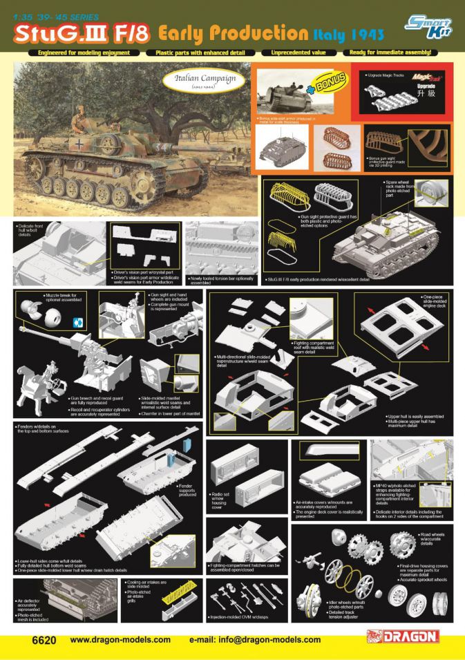 6320 Dragon 1/35th Scale StuG.III Ausf.G Early Parts Tree A from Kit No 
