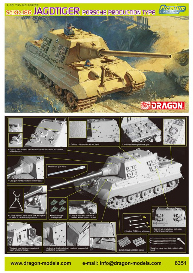 6351 - 1/35 Sd.Kfz.186 Jagdtiger Porsche Production - Dragon