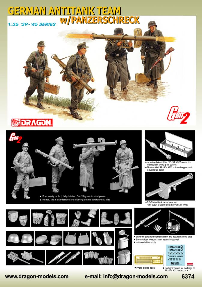 DRAGON WWII GERMAN TANK HUNTERS 1/35 Kits Soldiers 4 figures model 