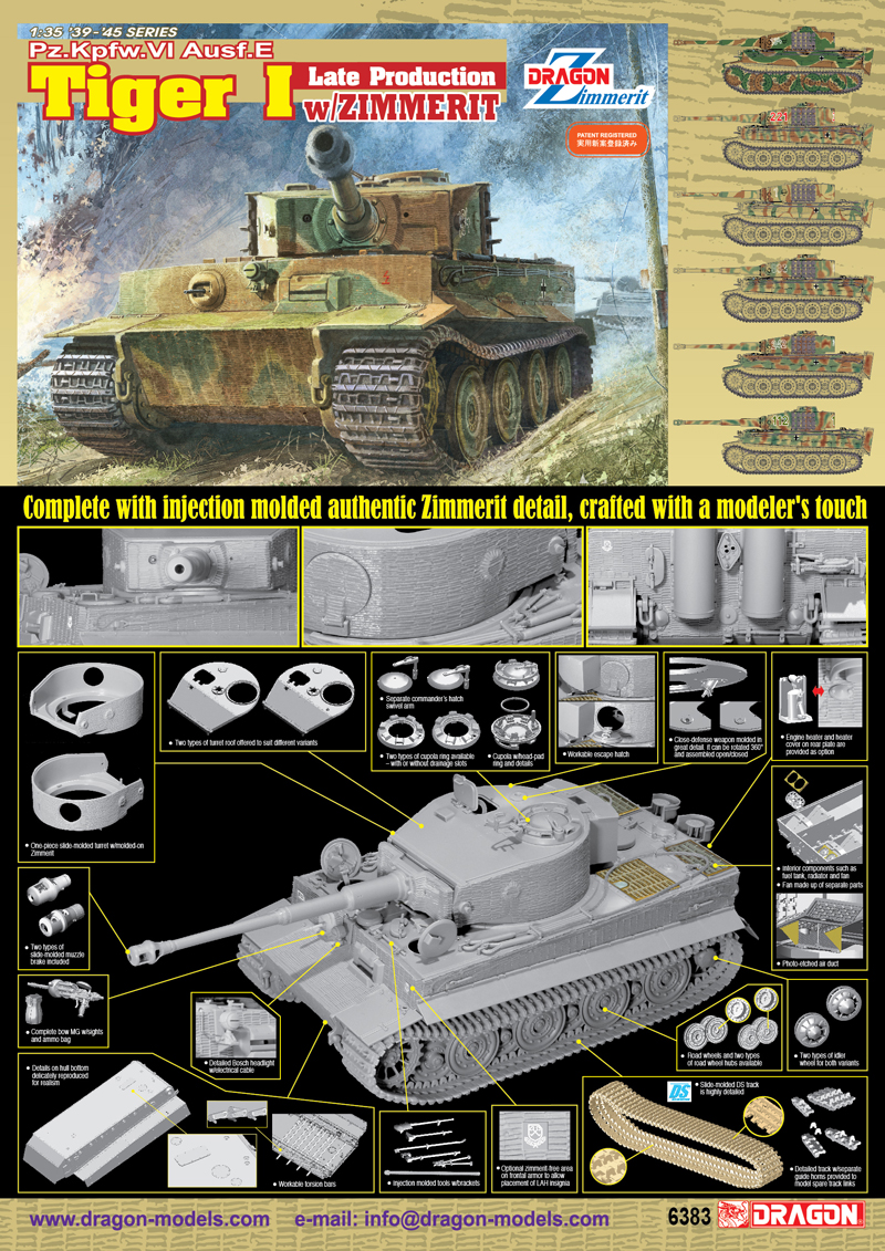 DRAGON 6850 1/35 "Bergepanzer Tiger I" Mid Production w/Zimmerit