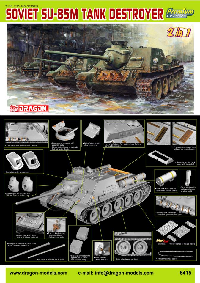 6415 - 1/35 Soviet SU-85M Tank Destroyer - Dragon Plastic