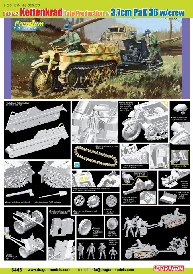 6446 - 1/35 Sd.Kfz.2 kleines Kettenkrad Late Production & 3.7cm 