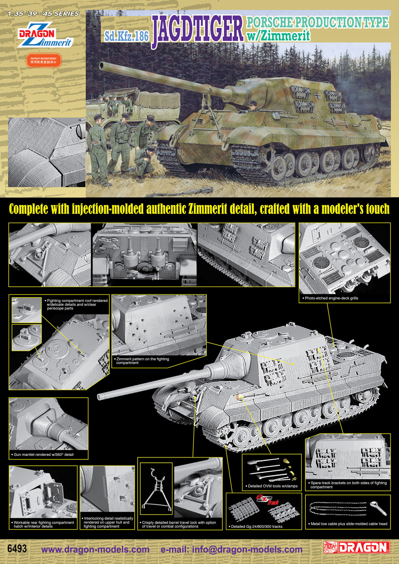 6493 - 1/35 Jagdtiger Porsche Production w/Zimmerit - Dragon