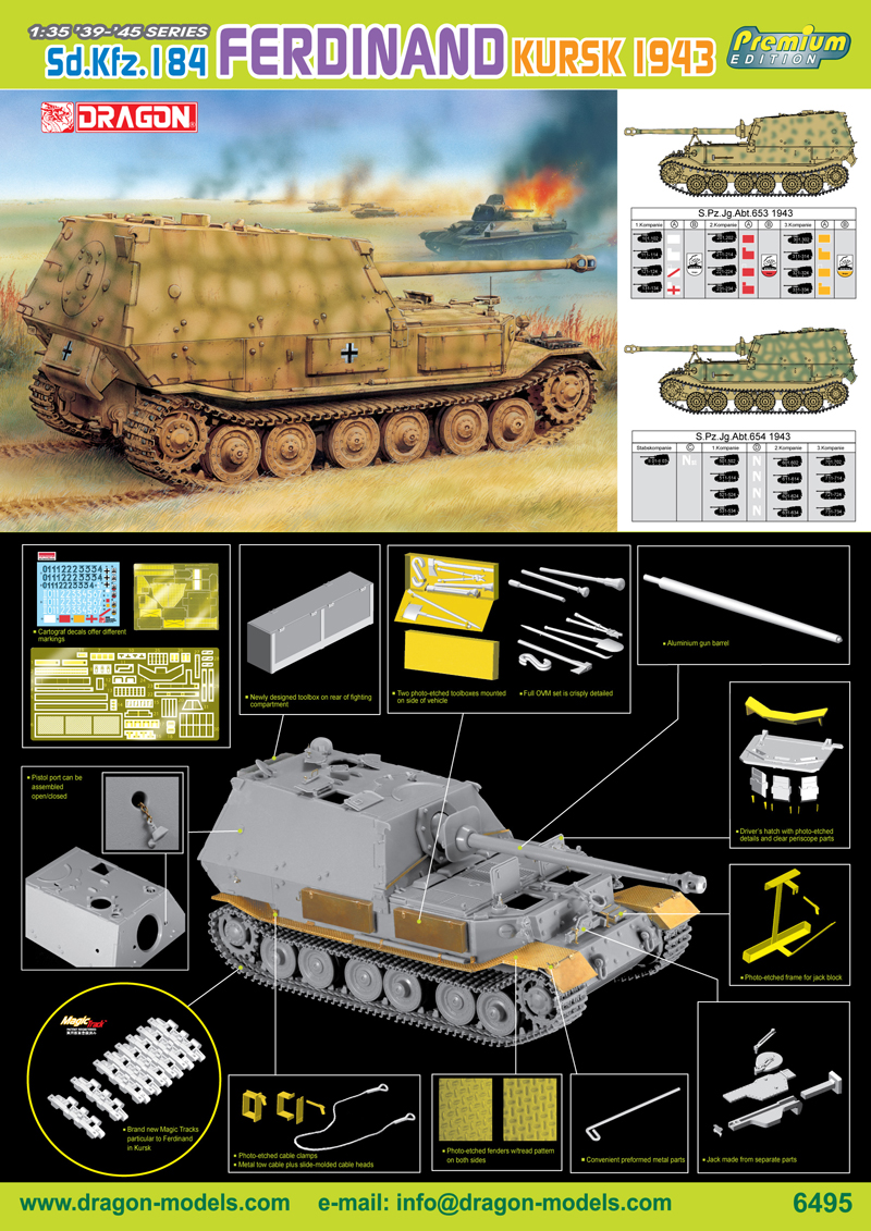 6495 - 1/35 Sd.Kfz. 184 Ferdinand, Kursk 1943 - Dragon Plastic