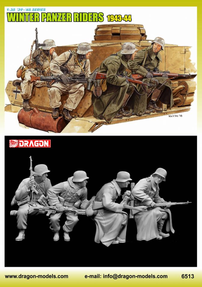 Dragon WWII German Winter Panzer Riders 1943-44 Figures in 1/35 6513 St for sale online