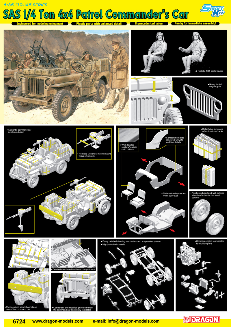 6724 - 1/35 SAS 1/4 Ton 4x4 Patrol Commander's Car - Dragon 