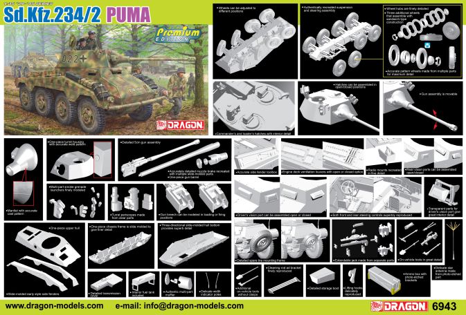 6943 - 1/35 Sd.Kfz.234/2 Puma (Premium Edition) - Dragon Plastic 