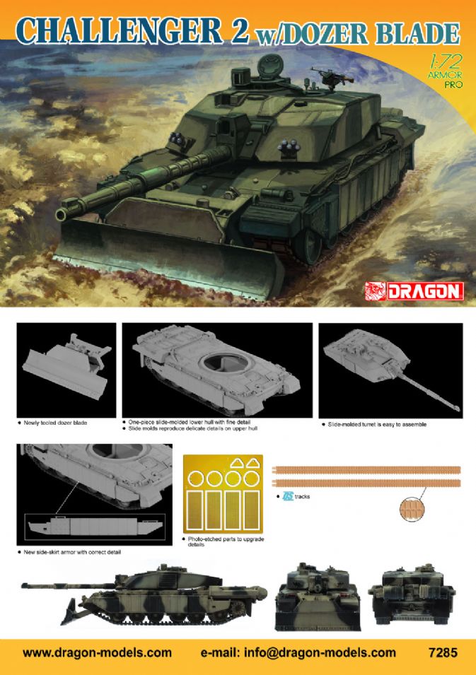 Dragon - 7287 - Challenger 2 w/BAR Armour - 1/72 Scale Model