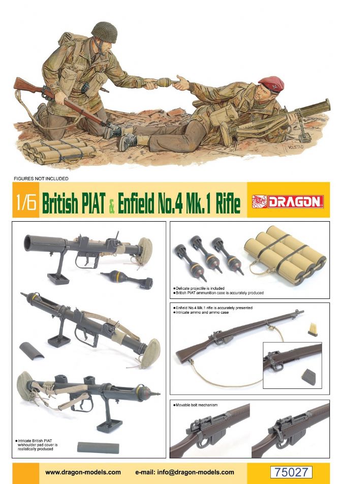 75027 - 1/6 British PIAT & Enfield No.4 Mk.I Rifle - Dragon Plastic Model  Kits