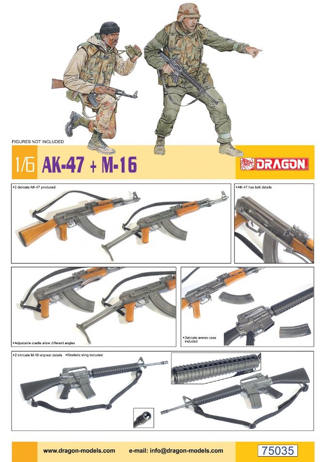 75035 - 1/6 AK-47 + M-16 - Dragon Plastic Model Kits