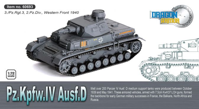 Pz.Kpfw.Iv Ausf D Kit DRAGON 1:72 D7530 Miniature