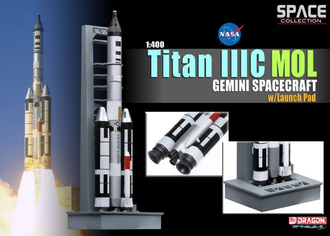 1:400 Scale Set of 3 Dragon Models Titan III Rockets with Launch Pads Space Rockets 